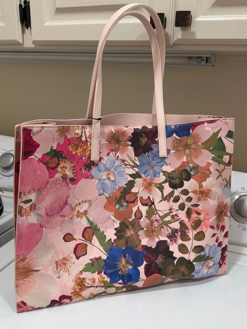 Ted Baker Pink Floral Tote with Multicolor Blooms